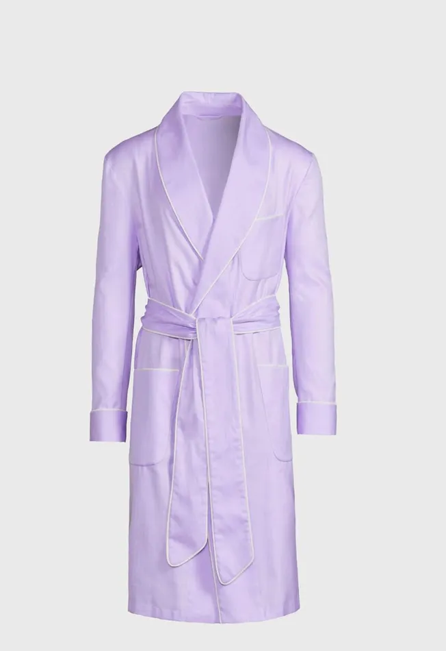 Paul Stuart Pajamas and Loungewear Cotton Herringbone Robe Lilac 8211 Men