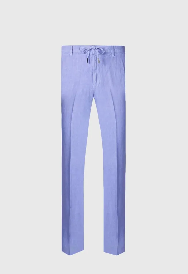 Paul Stuart Pants Linen Drawstring Trouser Light Blue 8211 Men