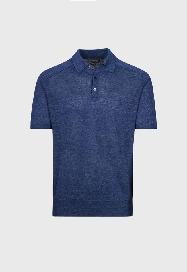 Paul Stuart Polos and TShirts Linen Mlange Polo Denim 8211 Men
