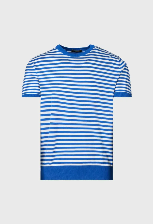 Paul Stuart Polos and TShirts Stripe Knit Short Sleeve Crewneck Bluewhite 8211 Men Paul Stuart Polos and TShirts Stripe Knit Short Sleeve Crewneck Bluewhite 8211 Men