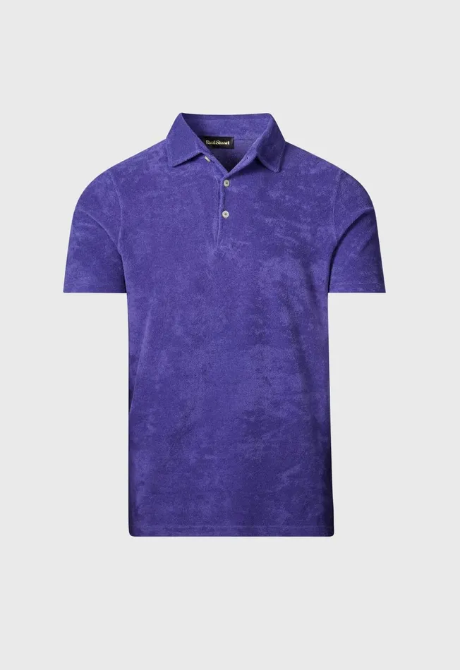 Paul Stuart Polos and TShirts Terry Cloth Short Sleeve Polo Purple 8211 Men