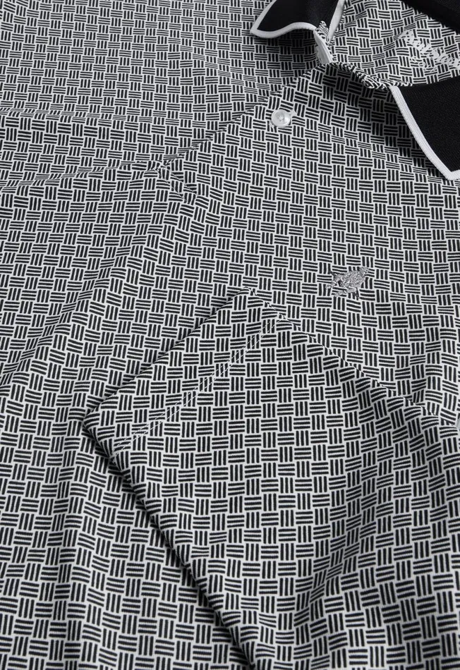 Paul Stuart Polos Long Sleeve Parquet Pattern Golf Polo Black 8211 Men Paul Stuart Polos Long Sleeve Parquet Pattern Golf Polo Black 8211 Men