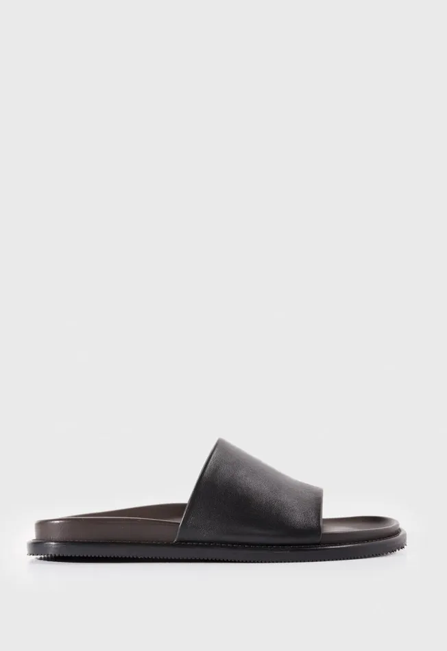 Paul Stuart Sandals Palma Leather Slide Black 8211 Men