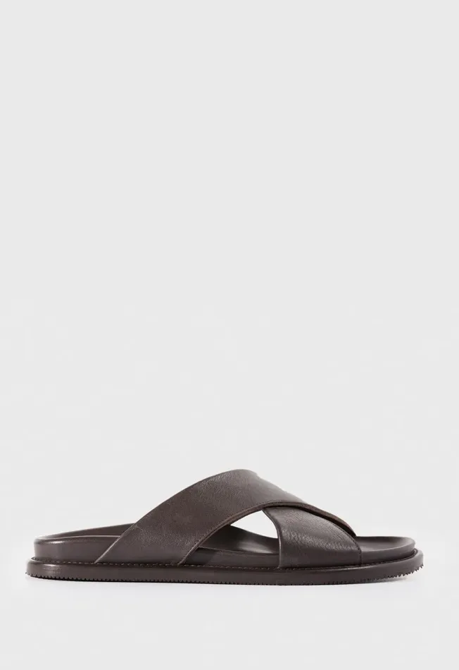 Paul Stuart Sandals Punta Leather Slide Black 8211 Men