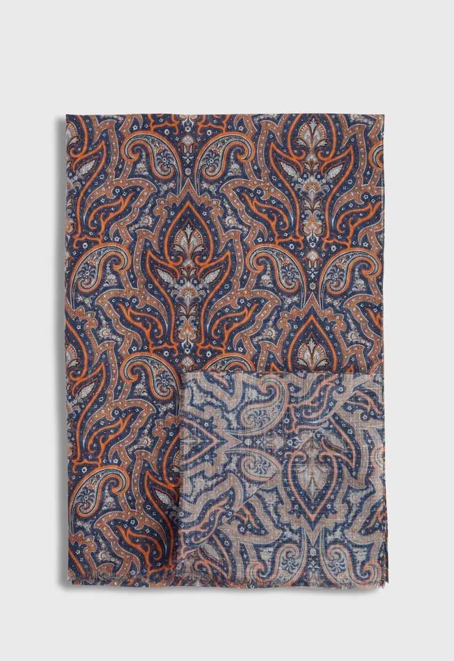 Paul Stuart Scarves Hats Gloves Cotton and Linen Paisley Print Scarf Navy 8211 Men Paul Stuart Scarves Hats Gloves Cotton and Linen Paisley Print Scarf Navy 8211 Men