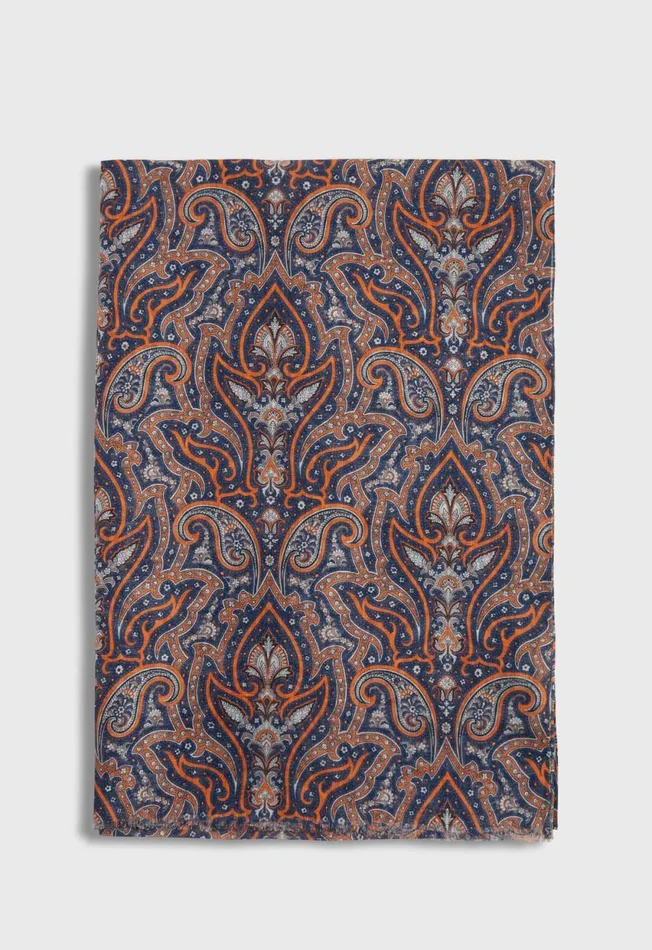 Paul Stuart Scarves Hats Gloves Cotton and Linen Paisley Print Scarf Navy 8211 Men Paul Stuart Scarves Hats Gloves Cotton and Linen Paisley Print Scarf Navy 8211 Men