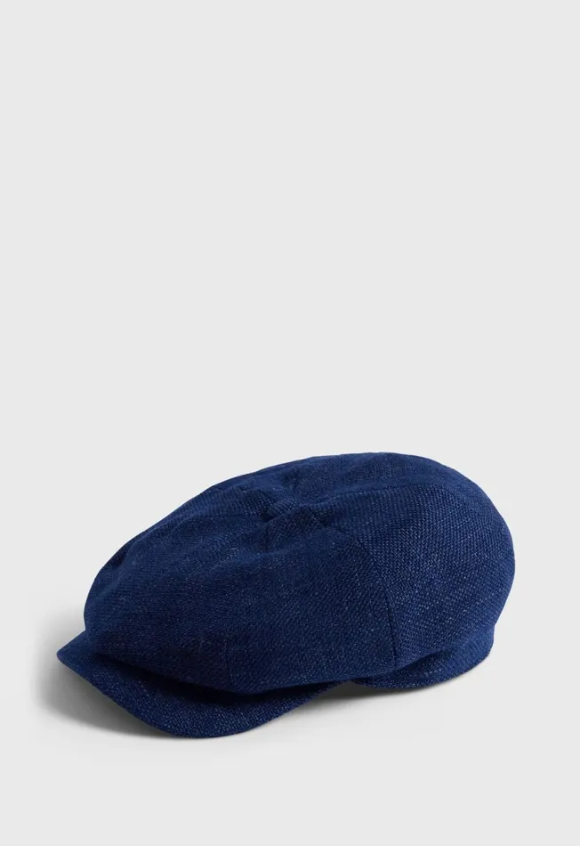 Paul Stuart Scarves Hats Gloves Linen and Wool Newsboy Hat Blue 8211 Men
