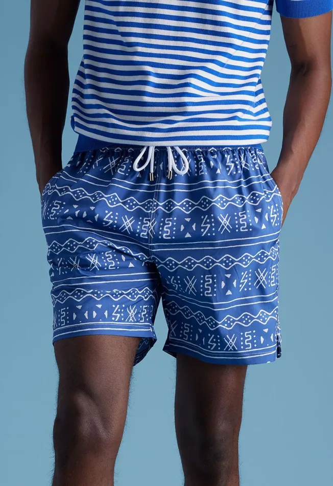 Paul Stuart Shorts and Swim Trunks Batik Print Swim Trunk Dark Blue 8211 Men Paul Stuart Shorts and Swim Trunks Batik Print Swim Trunk Dark Blue 8211 Men
