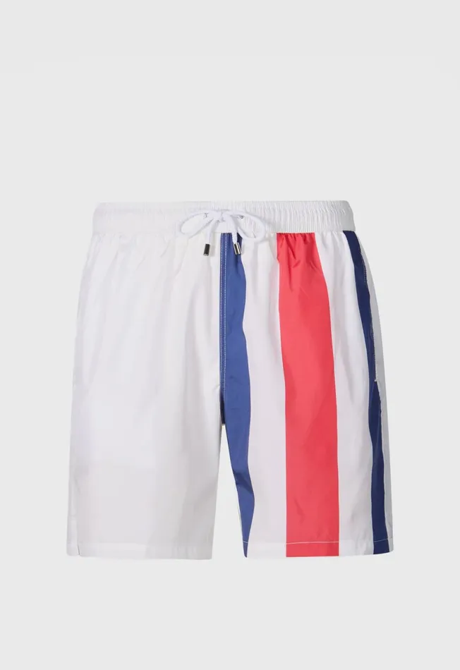 Paul Stuart Shorts and Swim Trunks Printed Flag Swim Shorts Navyred 8211 Men