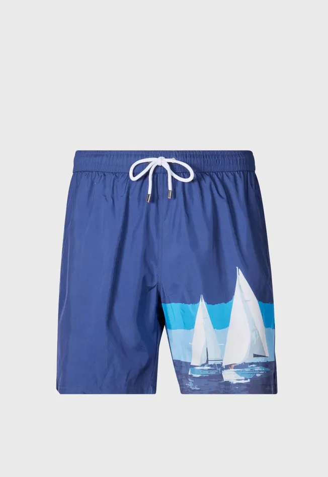 Paul Stuart Shorts and Swim Trunks Sailboat Swim Trunk Navy 8211 Men