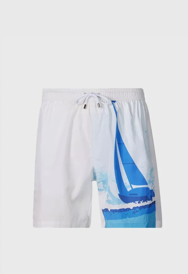 Paul Stuart Shorts and Swim Trunks Sailboat Swim Trunk Whiteblue 8211 Men