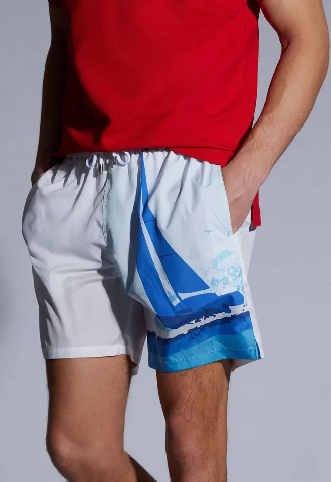 Paul Stuart Shorts and Swim Trunks Sailboat Swim Trunk Whiteblue 8211 Men Paul Stuart Shorts and Swim Trunks Sailboat Swim Trunk Whiteblue 8211 Men
