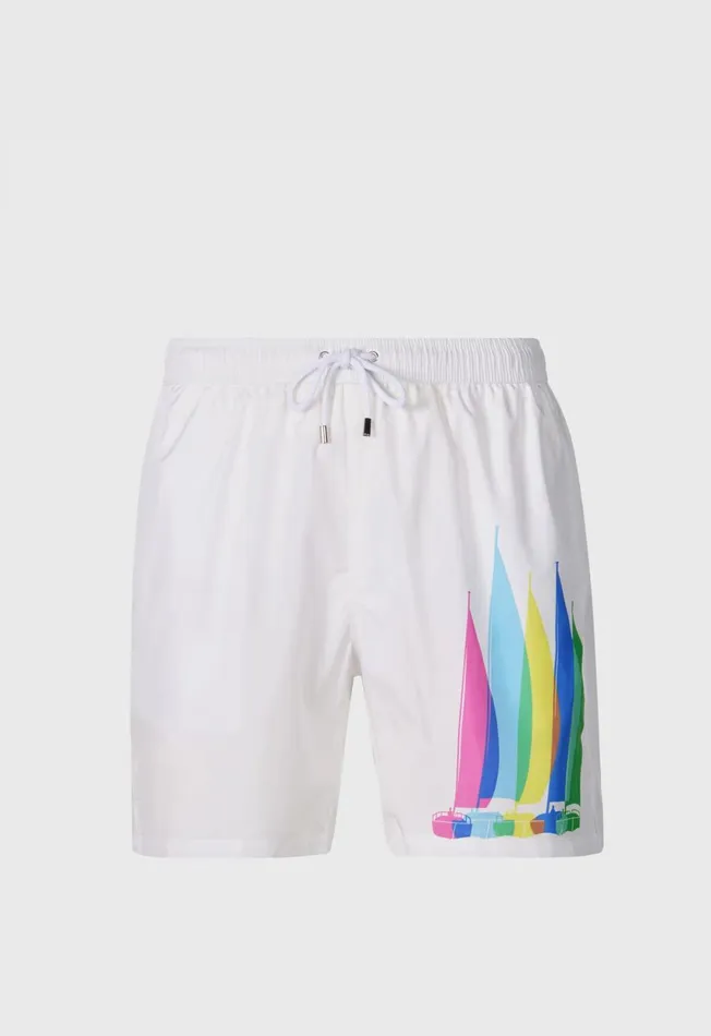 Paul Stuart Shorts and Swim Trunks Sailboat Swim Trunk Whitemulti 8211 Men