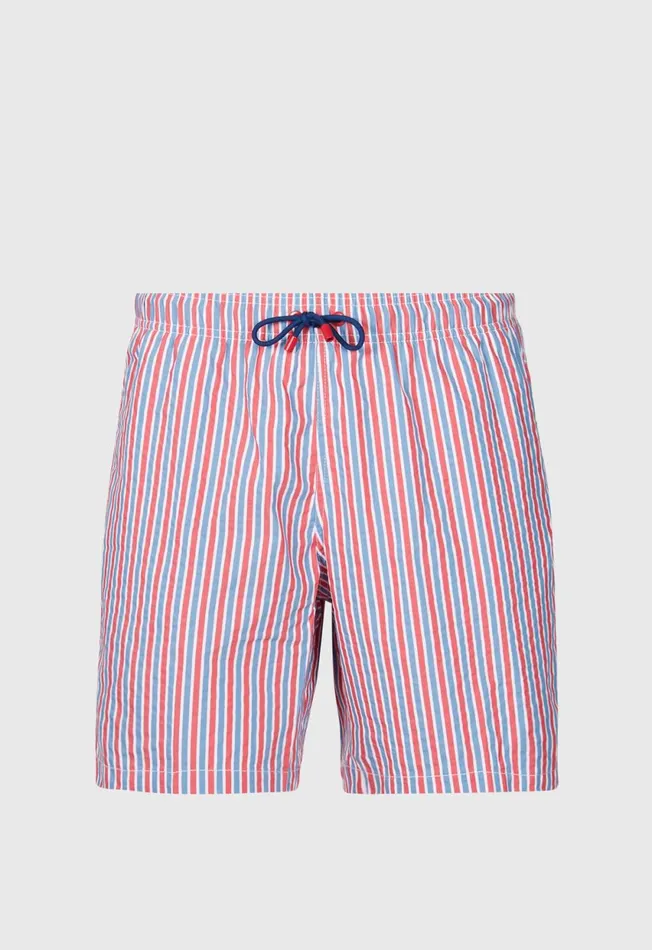 Paul Stuart Shorts and Swim Trunks Seersucker Swim Trunk Pinkblue 8211 Men