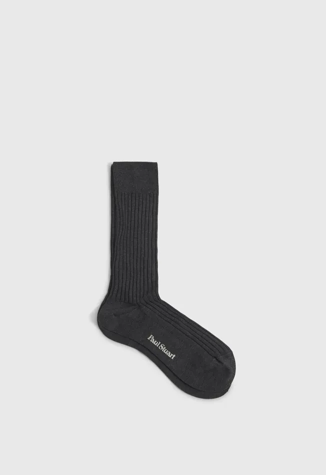 Paul Stuart Socks Classic Cotton Ribbed Sock Black 8211 Men