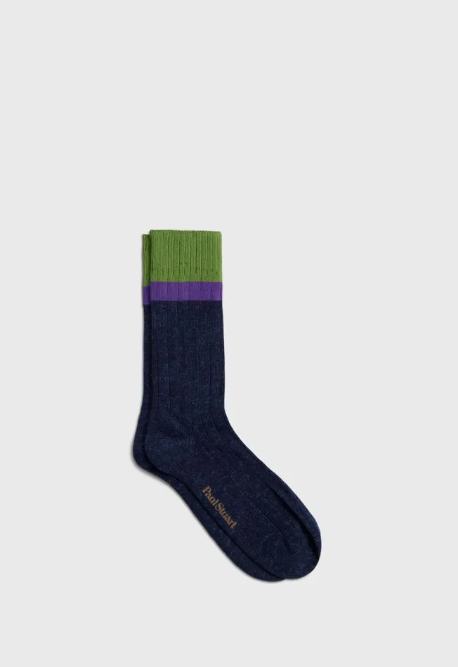 Paul Stuart Socks Cotton Denim Melange Sport Sock Berry 8211 Men