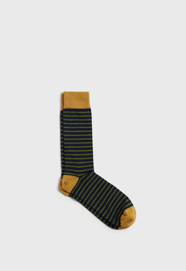 Paul Stuart Socks Cotton Stiped Sock Navygreen 8211 Men