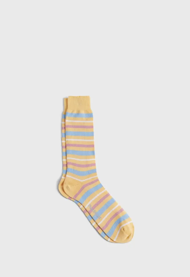 Paul Stuart Socks Cotton Variegated Multicolor Stripe Sock Butter 8211 Men