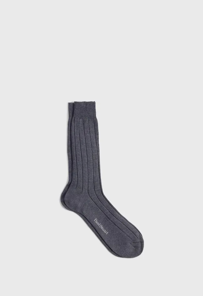 Paul Stuart Socks Mercerized Cotton Ribbed Sock Denim 8211 Men