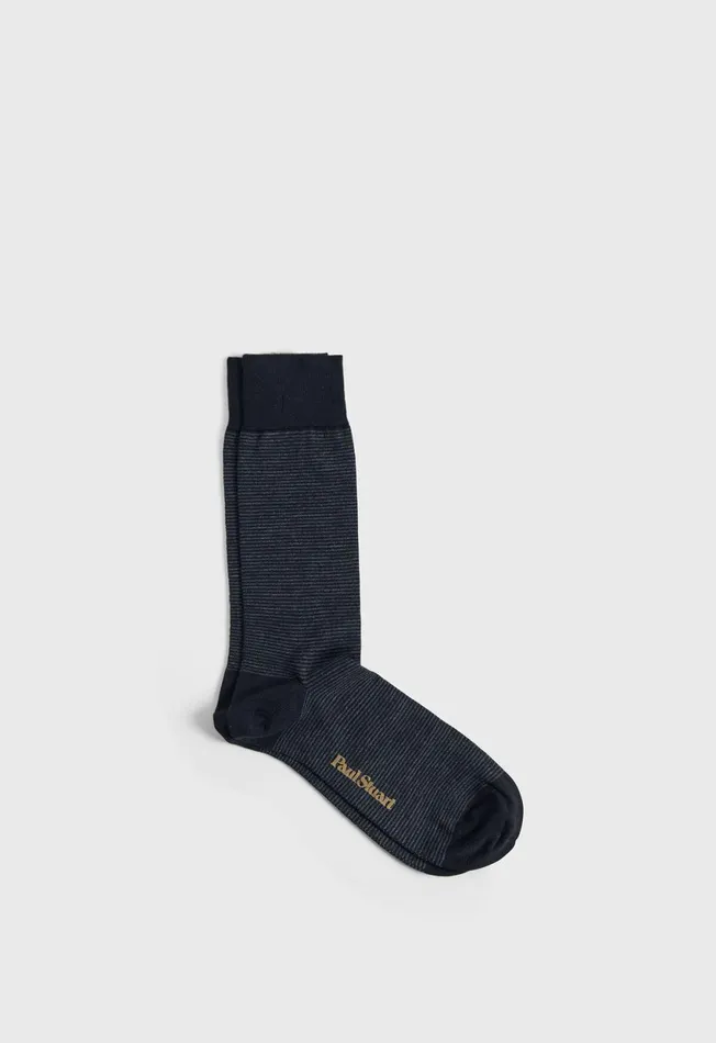Paul Stuart Socks Wool Horizontal Stripe Sock Black 8211 Men