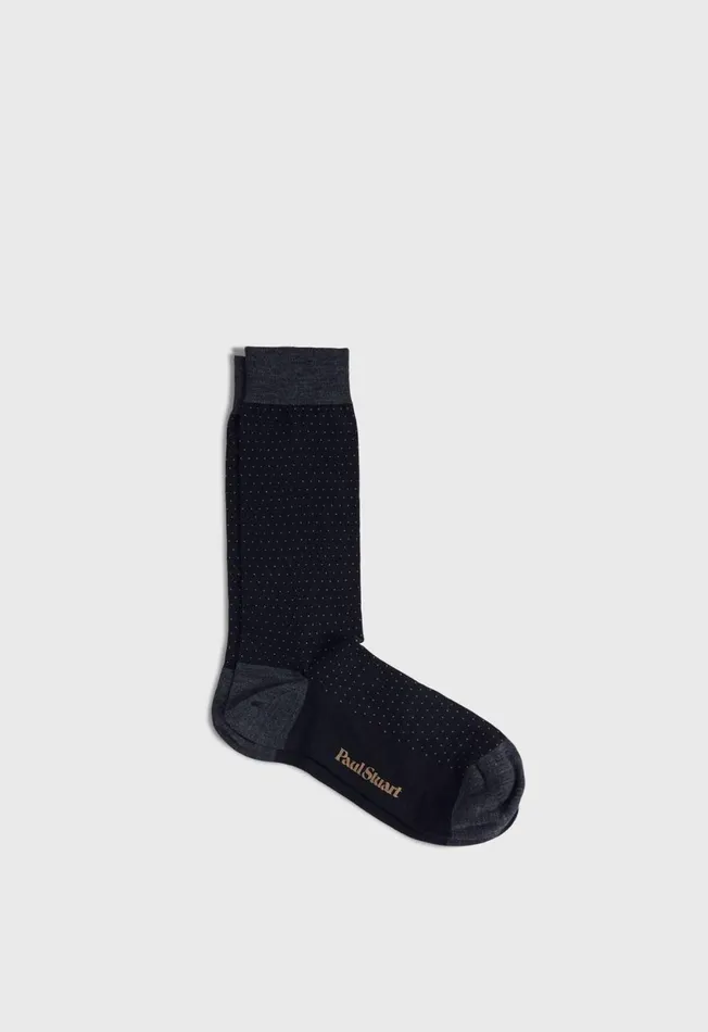 Paul Stuart Socks Wool Pindot Sock Black 8211 Men