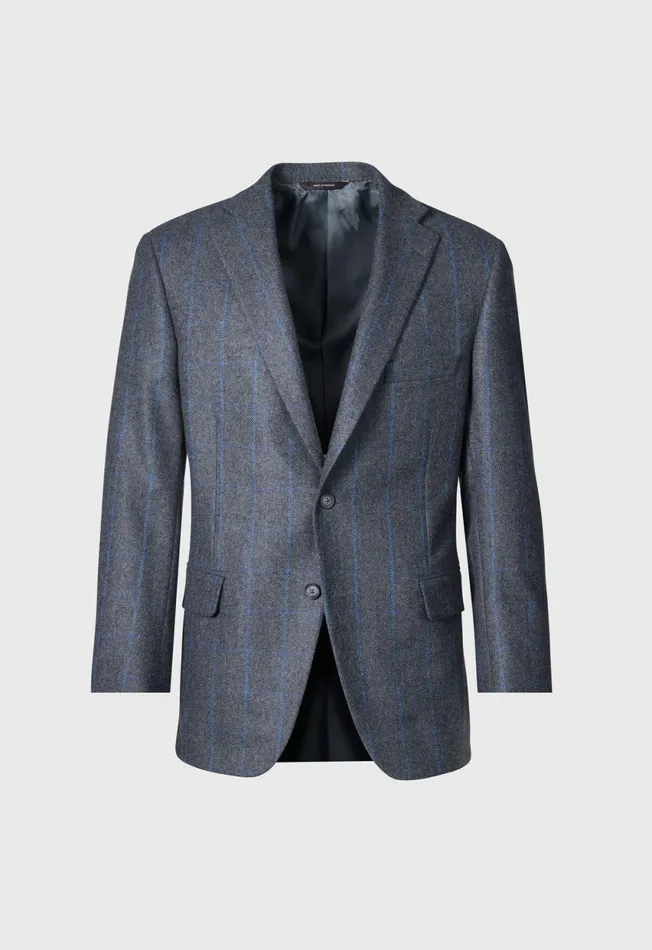 Paul Stuart Sport Jacket and Blazers Cashmere Window Pane Stuart Jacket Greyblue 8211 Men