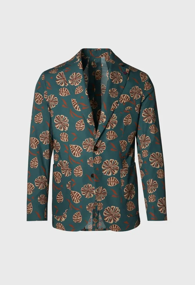 Paul Stuart Sport Jacket and Blazers Cotton Printed Jacket Olive 8211 Men