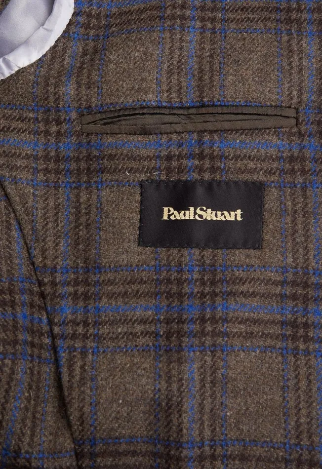 Paul Stuart Sport Jacket and Blazers Plaid Wool Soft Constructed Jacket Light Bluemink 8211 Men