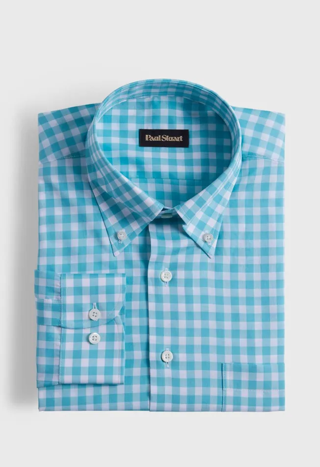 Paul Stuart Sport Shirts Cotton Gingham Sport Shirt Blue 8211 Men