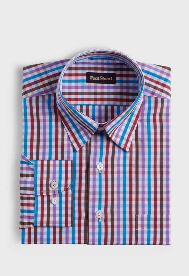 Paul Stuart Sport Shirts Cotton Multicolor Check Sport Shirt Purplered 8211 Men Paul Stuart Sport Shirts Cotton Multicolor Check Sport Shirt Purplered 8211 Men