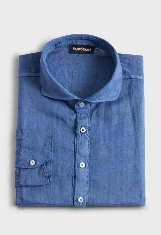 Paul Stuart Sport Shirts Linen Half Placket Sport Shirt Medium Blue 8211 Men Paul Stuart Sport Shirts Linen Half Placket Sport Shirt Medium Blue 8211 Men