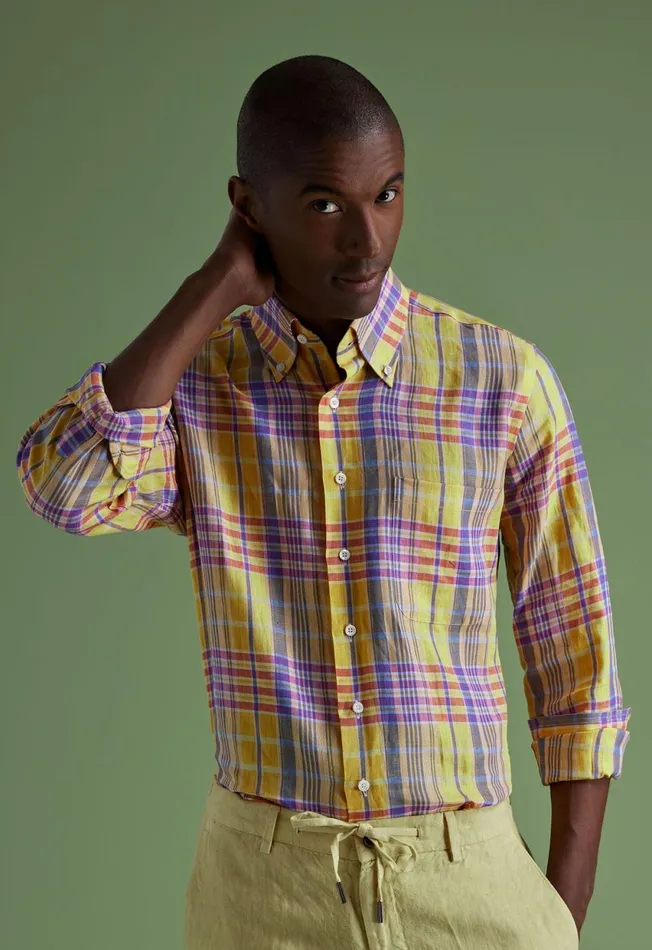 Paul Stuart Sport Shirts Linen Plaid Sport Shirt Pinkgreen 8211 Men Paul Stuart Sport Shirts Linen Plaid Sport Shirt Pinkgreen 8211 Men