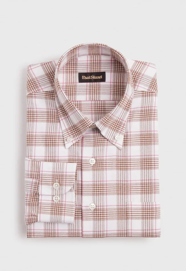 Paul Stuart Sport Shirts Plaid Flannel On Cream Ground Sport Shirt Brownpink 8211 Men Paul Stuart Sport Shirts Plaid Flannel On Cream Ground Sport Shirt Brownpink 8211 Men
