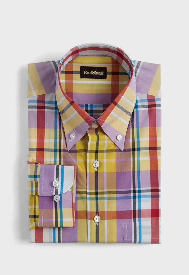Paul Stuart Sport Shirts Plaid Sport Shirt Purpleyellow 8211 Men