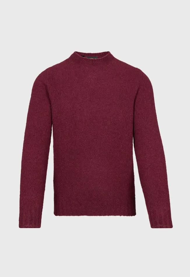 Paul Stuart Sweaters Boucl Knit Crewneck Sweater Burgundy 8211 Men