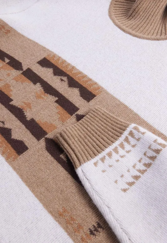 Paul Stuart Sweaters Cashmere and Wool Intarsia Turtleneck Sweater Creamtan 8211 Men Paul Stuart Sweaters Cashmere and Wool Intarsia Turtleneck Sweater Creamtan 8211 Men