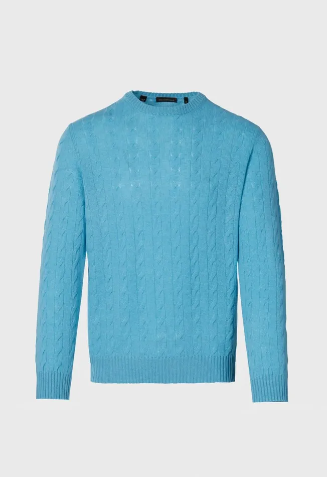 Paul Stuart Sweaters Cashmere Cable Crewneck Sweater Lavender 8211 Men