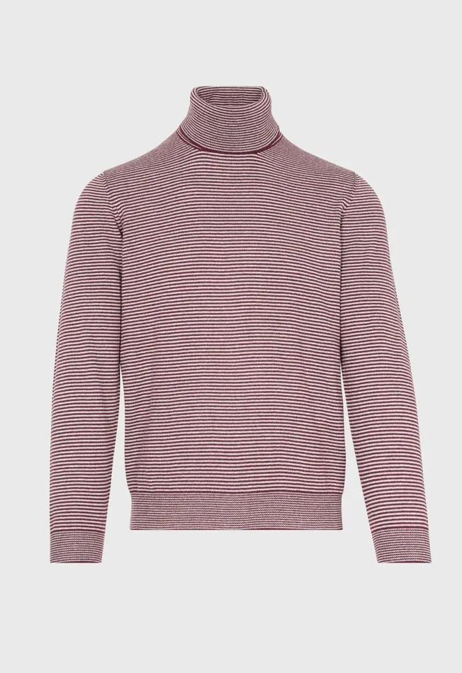 Paul Stuart Sweaters Cashmere Stripe Turtleneck Brown 8211 Men