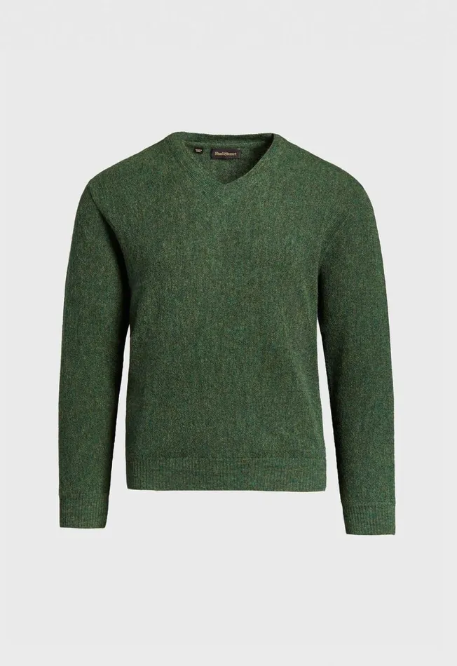 Paul Stuart Sweaters Classic Alpaca Links VNeck Sweater Green Mix 8211 Men