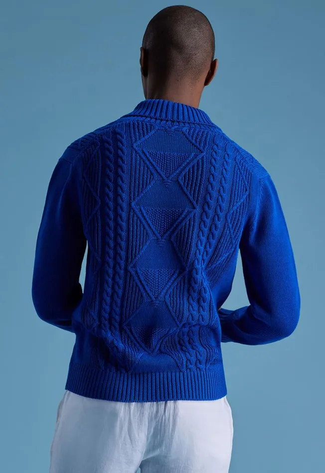 Paul Stuart Sweaters Cotton Cable Shawl Collar Sweater Royal Blue 8211 Men Paul Stuart Sweaters Cotton Cable Shawl Collar Sweater Royal Blue 8211 Men