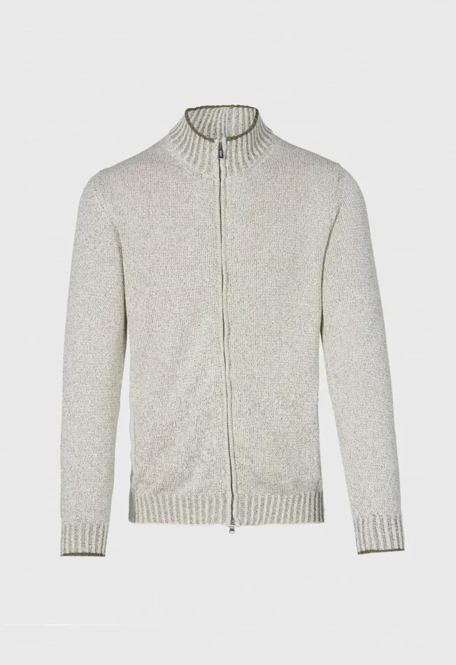 Paul Stuart Sweaters Cotton Moulin Zip Cardigan Dark Green 8211 Men