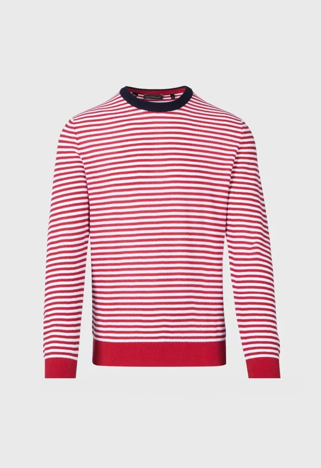 Paul Stuart Sweaters Cotton Striped Crewneck Sweater Navywhite 8211 Men