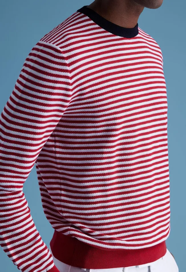 Paul Stuart Sweaters Cotton Striped Crewneck Sweater Navywhite 8211 Men Paul Stuart Sweaters Cotton Striped Crewneck Sweater Navywhite 8211 Men