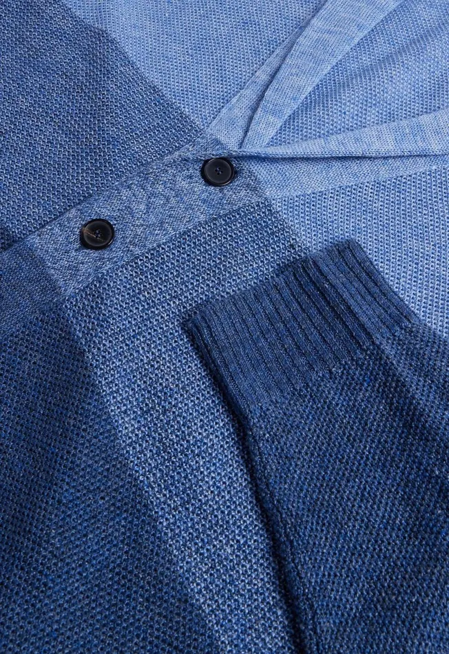 Paul Stuart Sweaters Linen Rice Stitch Dgrad Cardigan Denim 8211 Men