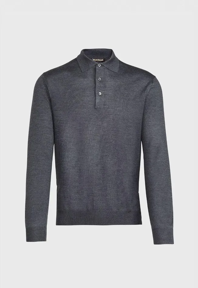 Paul Stuart Sweaters Long Sleeve Merino Wool Polo Shirt In Charcoal 8211 Paul Stuart Black 8211 Men Paul Stuart Sweaters Long Sleeve Merino Wool Polo Shirt In Charcoal 8211 Paul Stuart Black 8211 Men