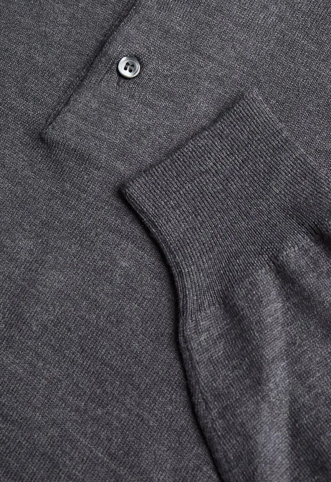 Paul Stuart Sweaters Long Sleeve Merino Wool Polo Shirt In Charcoal 8211 Paul Stuart Black 8211 Men