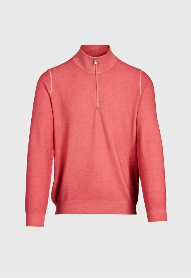 Paul Stuart Sweaters Merino Wool Rice Stitch Quarter Zip Sweater Mandarin 8211 Men