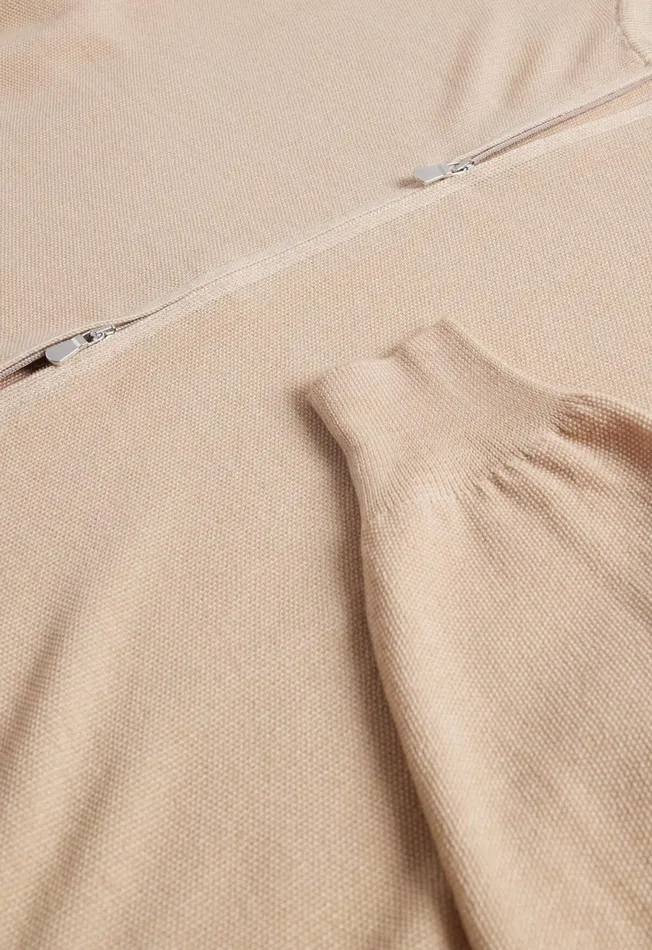 Paul Stuart Sweaters Merino Wool Rice Stitch Zip Cardigan Beige 8211 Men Paul Stuart Sweaters Merino Wool Rice Stitch Zip Cardigan Beige 8211 Men