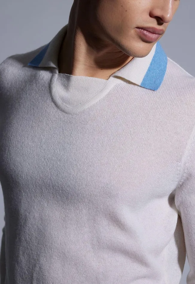 Paul Stuart Sweaters Open Collar Cashmere Sweater Whitelight Blue 8211 Men Paul Stuart Sweaters Open Collar Cashmere Sweater Whitelight Blue 8211 Men