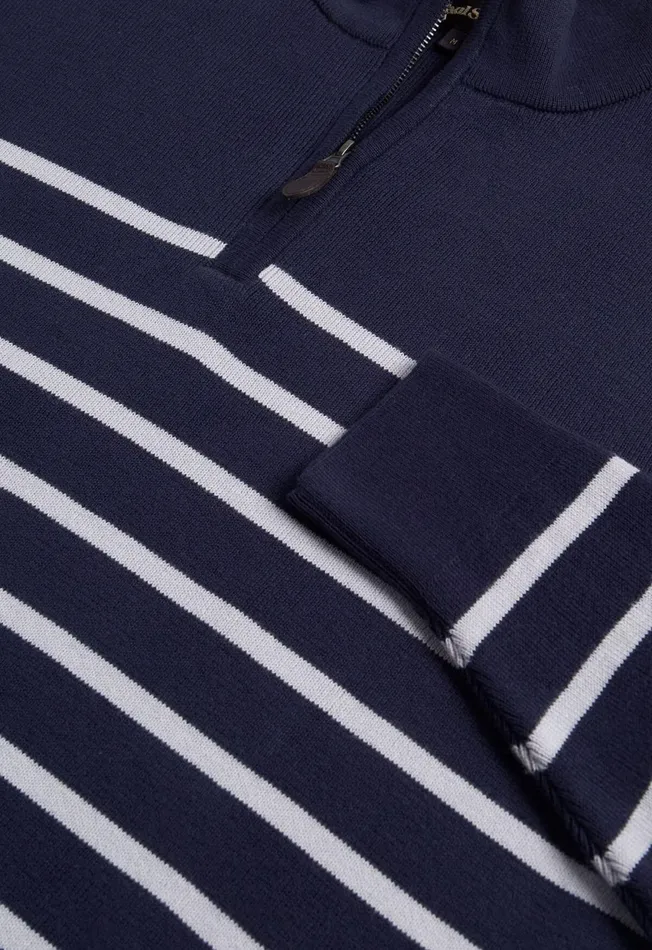 Paul Stuart Sweaters Pima Cotton Striped Quarter Zip Pullover Navywhite 8211 Men Paul Stuart Sweaters Pima Cotton Striped Quarter Zip Pullover Navywhite 8211 Men